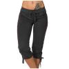 Uillui Capris for Women Plus Size Stretchy Workout Pants Soft Comfy Yoga Sweatpants Drawstring Waist Casual Cropped Trousers view 1