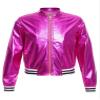 easyforever Kids Girls Shiny Metallic Baseball Jacket Long Sleeve Sparkle Holographic Bomber Jacket Coat Outerwear Rose 8 Years view 4