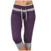 Uillui Capris for Women Plus Size Stretchy Workout Pants Soft Comfy Yoga Sweatpants Drawstring Waist Casual Cropped Trousers view 1