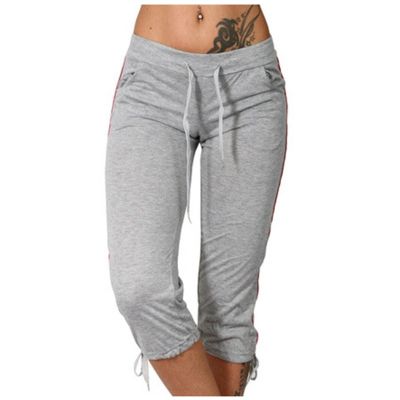 Uillui Capris for Women Plus Size Stretchy Workout Pants Soft Comfy Yoga Sweatpants Drawstring Waist Casual Cropped Trousers