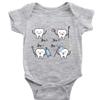 4 Cute Set Of Tooth Cartoon Novetly Romper Short Sleeve Newborn Crawl Playsuit view 1