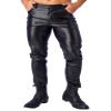 Lejafay Men's Faux Leather Pants Punk 80's Rock Skinny Leggings Tight Gothic Motorcycle Biker Pants Black XX-Large view 2