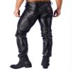 Lejafay Men's Faux Leather Pants Punk 80's Rock Skinny Leggings Tight Gothic Motorcycle Biker Pants Black XX-Large view 4