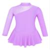 YEAHDOR Girls' Kids Figure Ice Skating Dress Mesh Splice Long Sleeve Mock Neck Ballet Dance Gymnastic Tutu Skirted Leotard Lavender 10 view 1