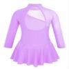 YEAHDOR Girls' Kids Figure Ice Skating Dress Mesh Splice Long Sleeve Mock Neck Ballet Dance Gymnastic Tutu Skirted Leotard Lavender 10 view 2
