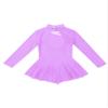 YEAHDOR Girls' Kids Figure Ice Skating Dress Mesh Splice Long Sleeve Mock Neck Ballet Dance Gymnastic Tutu Skirted Leotard Lavender 10 view 4