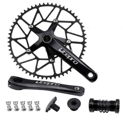 130BCD Five-claws Bike Cranks 170mm Ultra-light Folding Bicycle Hollow Integrated Crankset With Positive Negative Teeth Single Chainring And BB 50T 52T 54T 56T 58T 4 Colors ( Color : Black , Size : 58