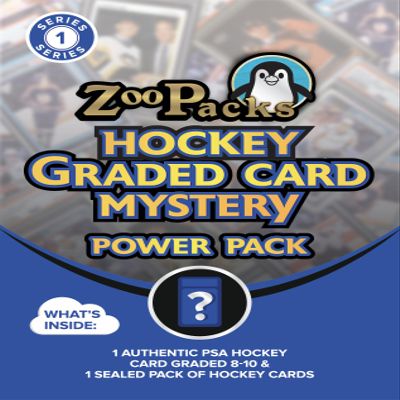 PSA Hockey Graded Card Mystery Pack Plus| PSA Graded Hockey Card + 1 Sealed Pack of Cards | Grade 8+ Guaranteed | Contains One Graded Vintage, Rookie, Legend or Current Star | by Zoo Packs