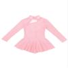 YEAHDOR Girls' Kids Figure Ice Skating Dress Mesh Splice Long Sleeve Mock Neck Ballet Dance Gymnastic Tutu Skirted Leotard Pearl Pink 12 view 3