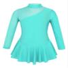 YEAHDOR Girls' Kids Figure Ice Skating Dress Mesh Splice Long Sleeve Mock Neck Ballet Dance Gymnastic Tutu Skirted Leotard Mint Green 10 view 1