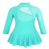 YEAHDOR Girls' Kids Figure Ice Skating Dress Mesh Splice Long Sleeve Mock Neck Ballet Dance Gymnastic Tutu Skirted Leotard Mint Green 10 view 2