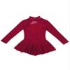 YEAHDOR Girls' Kids Figure Ice Skating Dress Mesh Splice Long Sleeve Mock Neck Ballet Dance Gymnastic Tutu Skirted Leotard Burgundy 14 view 3