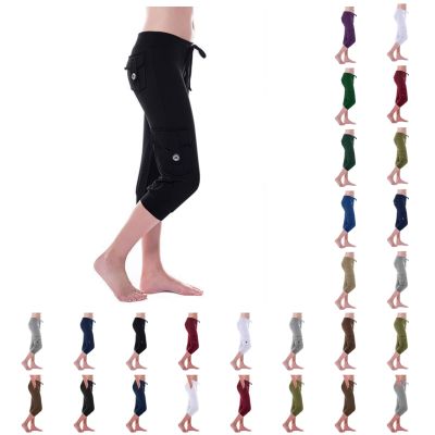 Uillui Sweatpants Women Stretch Workout Yoga Cropped Trousers Athletic Sports Running Pants Leisure Capri Pants with Pockets