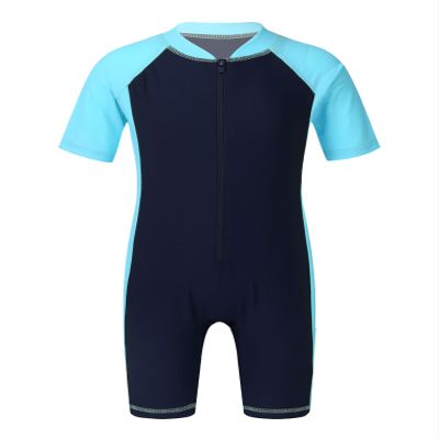 vastwit One Piece Swimsuit for Kids Boys Girls UV Protection Surfing Suit Beach Swimwear Rash Guard Navy Blue&Sky Blue 8 Years
