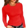 Afibi Women Ribbed Long Sleeve Crew Neck Slim Fit Stretchy Basic T Shirts Tops (Medium, Red) view 1