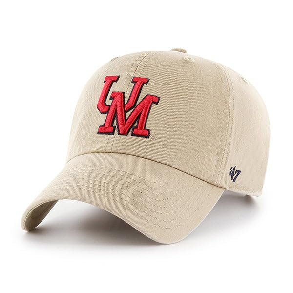 '47 Mississippi Rebels Mens Womens Clean Up Adjustable Strapback Khaki Hat with Team Color Logo