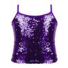 YEAHDOR Girls Glitter Sequins Cami Vest Jazz Ballet Dance Tank Top Stage Performance Adjustable Strap Tees Shirt Purple 14 Years view 1