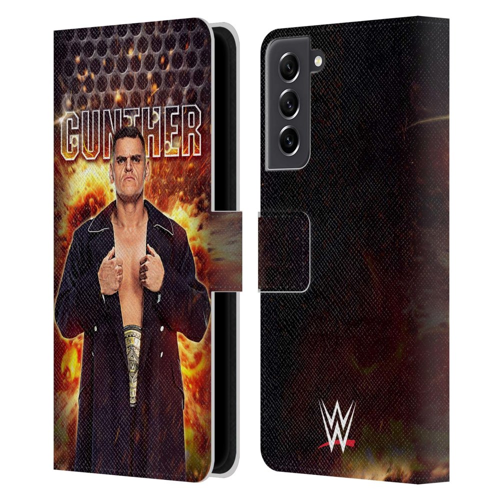 Head Case Designs Officially Licensed WWE Portrait Gunther Leather Wallet Case Compatible with Samsung Galaxy S21 FE 5G