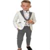 Boys Formal Suit Wedding Tuxedo 3 Pieces Floral Jacket Pants Vest Kids Party Blazer Set 2-14 Years Old Dark Grey view 1