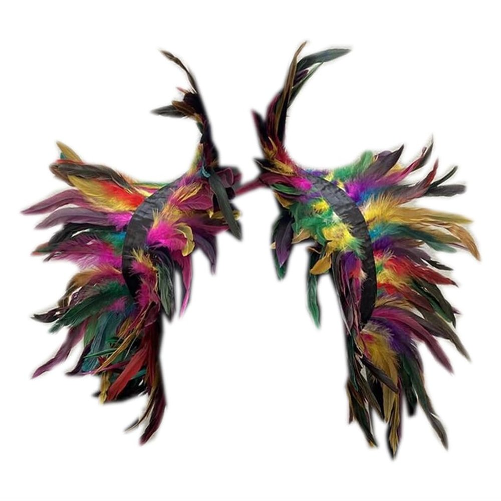 BXT Feather Cape Shawl, Faux Feather Shrug Cape for Women Men, Gothic Fancy Dress Feather Collar Shoulder Wrap for Halloween Multicolor