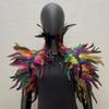 BXT Feather Cape Shawl, Faux Feather Shrug Cape for Women Men, Gothic Fancy Dress Feather Collar Shoulder Wrap for Halloween Multicolor view 2