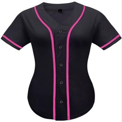 babyhealthy Women Baseball Jersey Button Down Plain Tshirts Hip Hop Softball Sports Active Tee