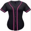 babyhealthy Women Baseball Jersey Button Down Plain Tshirts Hip Hop Softball Sports Active Tee