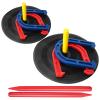 Outdoor Indoor Rubber Horseshoes Set Includes 4 Horseshoes,2 Pegs,2 Rubber Mats,2 Red Plastic dowels,Beach Games Perfect for Tailgating,Camping,Backyard,Fun for Kids Adults (Blue&red) view 3