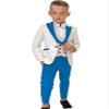 Boys Formal Suit Wedding Tuxedo 3 Pieces Floral Jacket Pants Vest Kids Party Blazer Set 2-14 Years Old Dodger Blue view 1