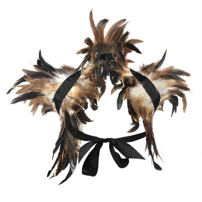 BXT Feather Cape Shawl, Faux Feather Shrug Cape for Women Men, Gothic Fancy Dress Feather Collar Shoulder Wrap for Halloween Brown