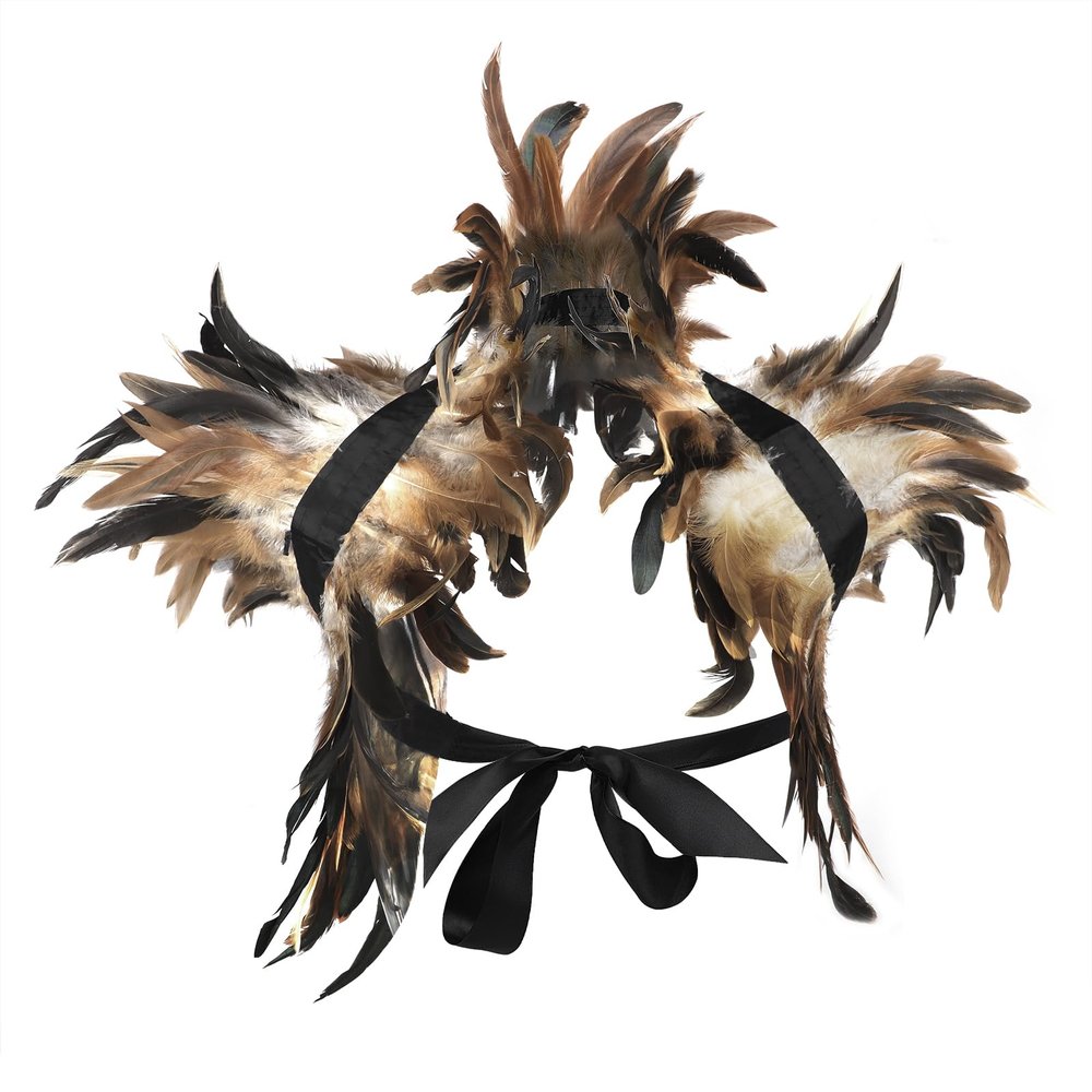 BXT Feather Cape Shawl, Faux Feather Shrug Cape for Women Men, Gothic Fancy Dress Feather Collar Shoulder Wrap for Halloween Brown