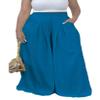 Euulin Women's Wide Leg Long Palazzo Pants High Waist Loose Fit Casual Flowy Pants Trousers with Pockets Peacock Blue L view 1