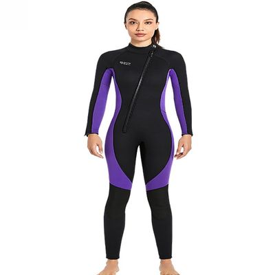 3Mm Neoprene Wetsuit, Full Body Diving Suit with Front Zipper for Men Women, One Piece Swimsuit Keep Warm UV Protection for Kite Surf Kayak Scuba Snorkeling,Women,XXL