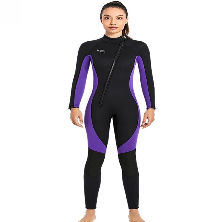 3Mm Neoprene Wetsuit, Full Body Diving Suit with Front Zipper for Men Women, One Piece Swimsuit Keep Warm UV Protection for Kite Surf Kayak Scuba Snorkeling,Women,XXL