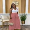 Euulin Women's Wide Leg Long Palazzo Pants High Waist Loose Fit Casual Flowy Pants Trousers with Pockets Pink-1 2XL view 4