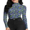 YumiDay Womens Thermal Top Mock Turtleneck(Blue Floral,M) view 1