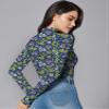 YumiDay Womens Thermal Top Mock Turtleneck(Blue Floral,M) view 2