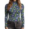 YumiDay Womens Thermal Top Mock Turtleneck(Blue Floral,M) view 4