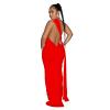 Recious Womens Sexy Sleeveless One Shoulder Ruched Ribbon Bodycon Party Clubwear Prom Dress Red view 2