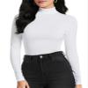 YumiDay Womens Mock Turtleneck Tops Slim Fitted(White,XL) view 1