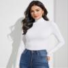 YumiDay Womens Mock Turtleneck Tops Slim Fitted(White,XL) view 3