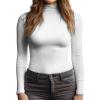 YumiDay Womens Mock Turtleneck Tops Slim Fitted(White,XL) view 4
