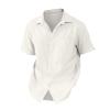 Ymosrh Mens Short Sleeve Button Down Shirts, Beach Shirts Plaid for Men Shirt Short Summer Men's Lapel Short Sleeved Shirt Stripe Casual Top Up Shirts Shirts Casual Short Dress Black (XXL, White) view 4