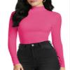 YumiDay Womens Thermal Top Mock Neck Long Sleeve(Hot Pink,XS) view 4