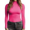 YumiDay Womens Base Layer Top Mock Turtleneck Long Sleeve(Hot Pink,S) view 1