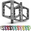 BUCKLOS Mountain Bike Pedals MTB Pedals Flat, Bicycle Road Bike Adult Large Platform Pedal with Non-Slip Grips for Gravel/Ebike/Hybrid Bikes/Beach Cruiser(9/16 Nylon Grey) view 1