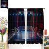 Modern Boxing Curtains,Challenge Arena Competition Spotlight 3D Printed Window Treatments for Bedroom Living Room Gym Room Window Drapes 2 Panel Set,Overall Size 72" x 63" view 3