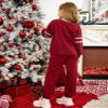 Arshiner Girls' Clothing Sets Sweatsuits Long Sleeve Color Block Pullover Sweatshirts and Lounge Pants with Pocket,Wine Red Grey,6-7 Years view 4