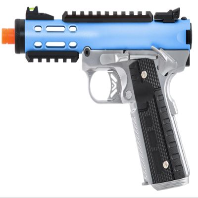 GoldenBall X WE-Tech Galaxy 1911 Gas Blowback Airsoft Pistol (Silver, Blue)