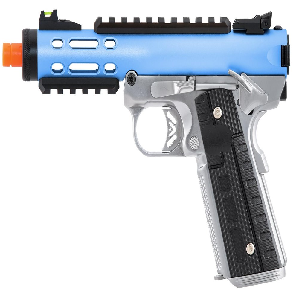 GoldenBall X WE-Tech Galaxy 1911 Gas Blowback Airsoft Pistol (Silver, Blue)